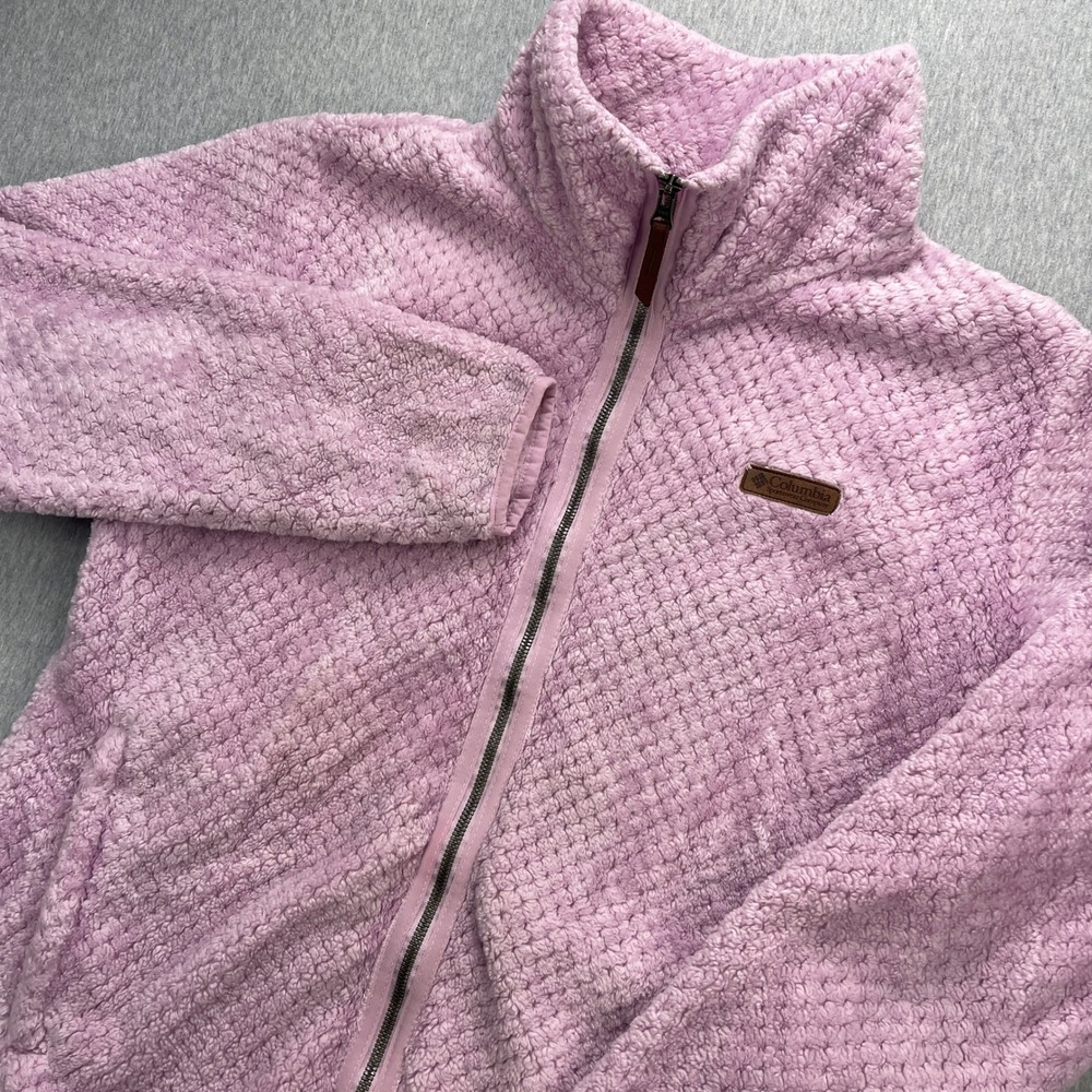 Columbia Jacket Womens XL Fire Side II Sherpa Fleece Lavender Purple Full Zip